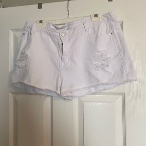 White Distressed Shorts